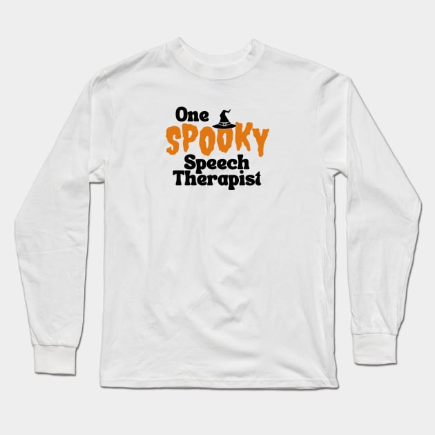 Speech Therapy Halloween Design with Black Letters Long Sleeve T-Shirt by MadebyOTBB